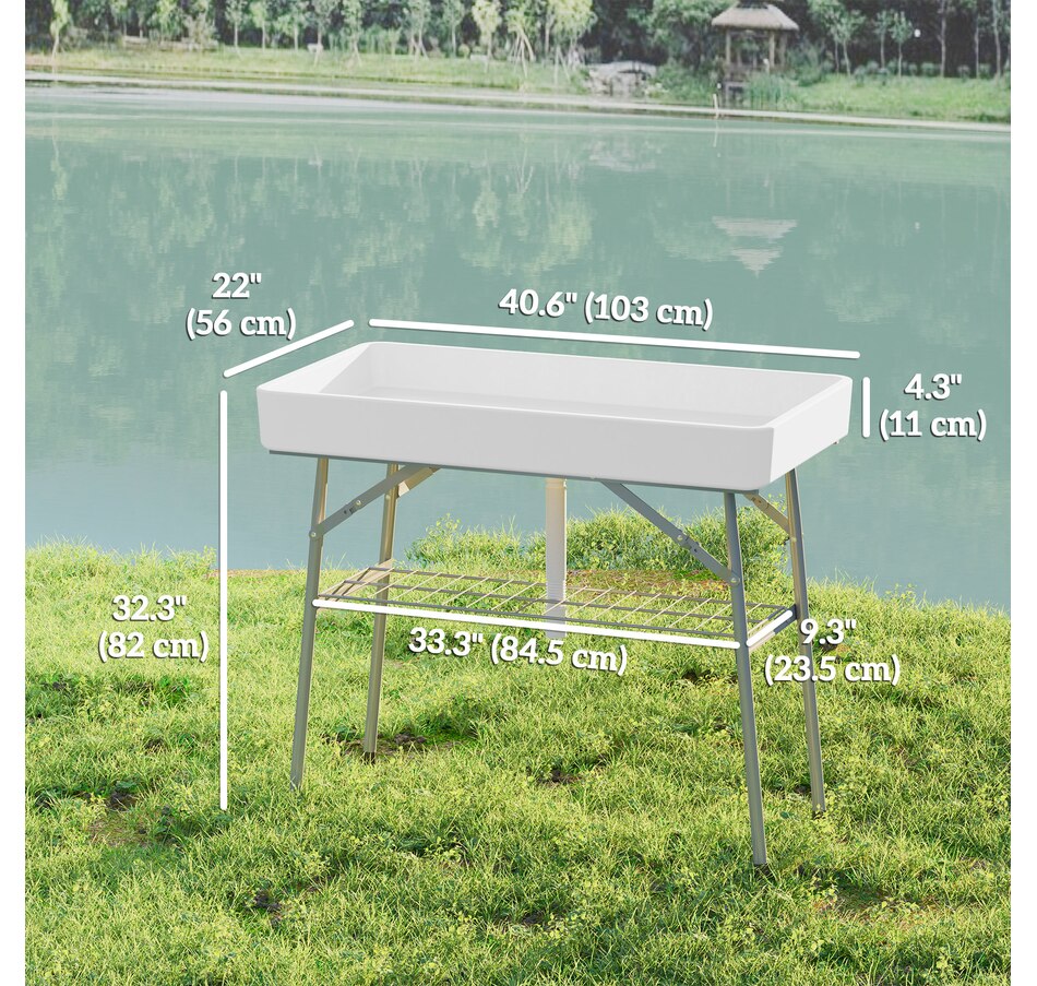 Image 968813_ALTMORE10.jpg, Product 968-813 / Price $94.99, Outsunny 3.4ft Folding Party Cooler for Drinks, Outdoor Cooler Table, White from Outsunny on TSC.ca's Health & Fitness department