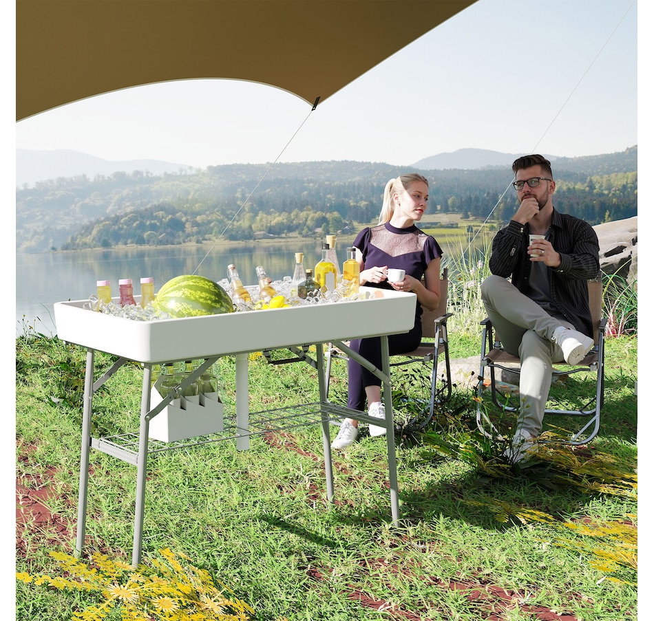 Image 968813_ALTMORE2.jpg, Product 968-813 / Price $94.99, Outsunny 3.4ft Folding Party Cooler for Drinks, Outdoor Cooler Table, White from Outsunny on TSC.ca's Health & Fitness department