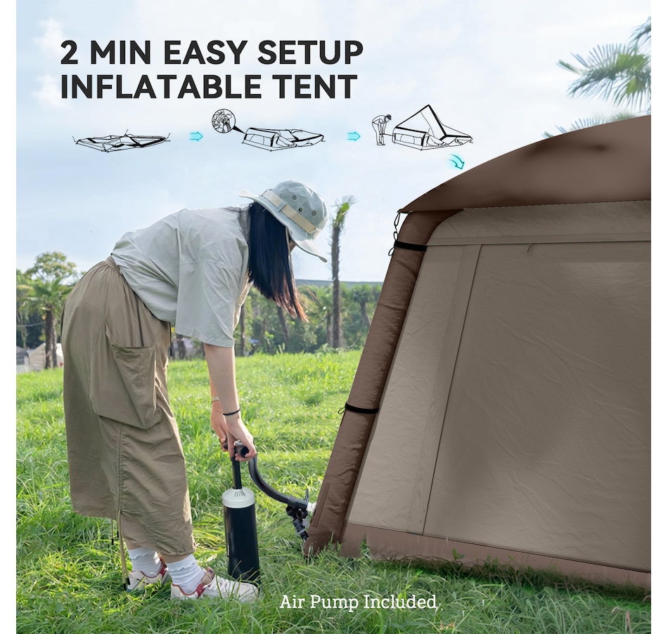 Image 968823_ALTMORE4.jpg, Product 968-823 / Price $229.99, Outsunny Inflatable Camping Tent, 2-Man Glamping Tent, Khaki and Brown from Outsunny on TSC.ca's Health & Fitness department