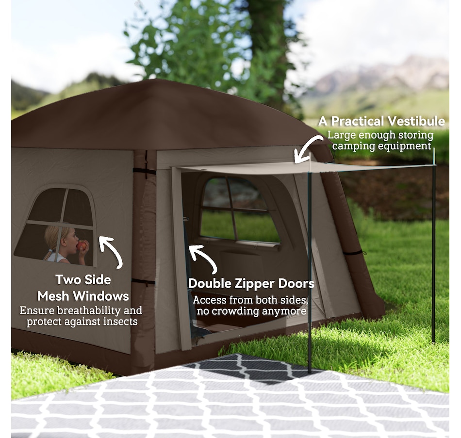 Image 968823_ALTMORE6.jpg, Product 968-823 / Price $229.99, Outsunny Inflatable Camping Tent, 2-Man Glamping Tent, Khaki and Brown from Outsunny on TSC.ca's Health & Fitness department