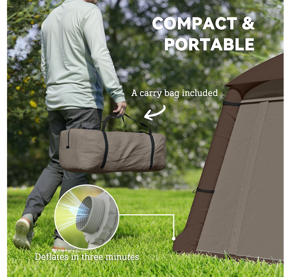 Image 968823_ALTMORE8.jpg, Product 968-823 / Price $229.99, Outsunny Inflatable Camping Tent, 2-Man Glamping Tent, Khaki and Brown from Outsunny on TSC.ca's Health & Fitness department