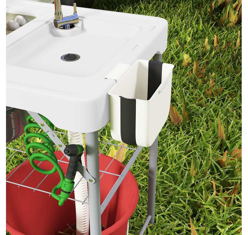 Image 968829_ALTMORE9.jpg, Product 968-829 / Price $139.99, Outsunny Folding Fish Cleaning Table Camping Table with Sinks Faucet, White from Outsunny on TSC.ca's Health & Fitness department