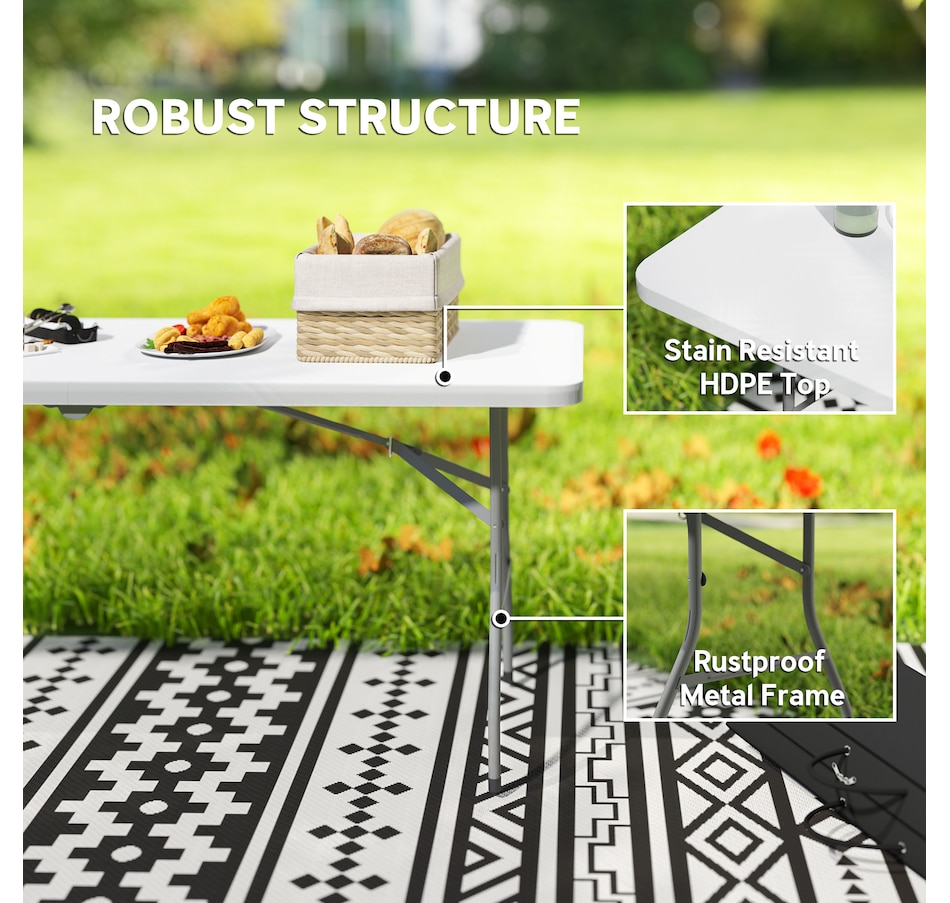 Image 968833_ALTMORE12.jpg, Product 968-833 / Price $79.99, Outsunny 6ft Folding Table from Outsunny on TSC.ca's Health & Fitness department