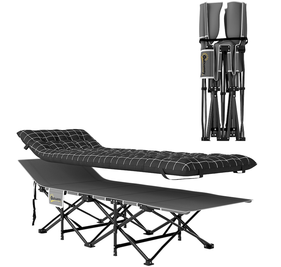Image 968835.jpg, Product 968-835 / Price $94.99, Outsunny Camping Cot for Adults with Mattress, Folding Bed, Black from Outsunny on TSC.ca's Health & Fitness department