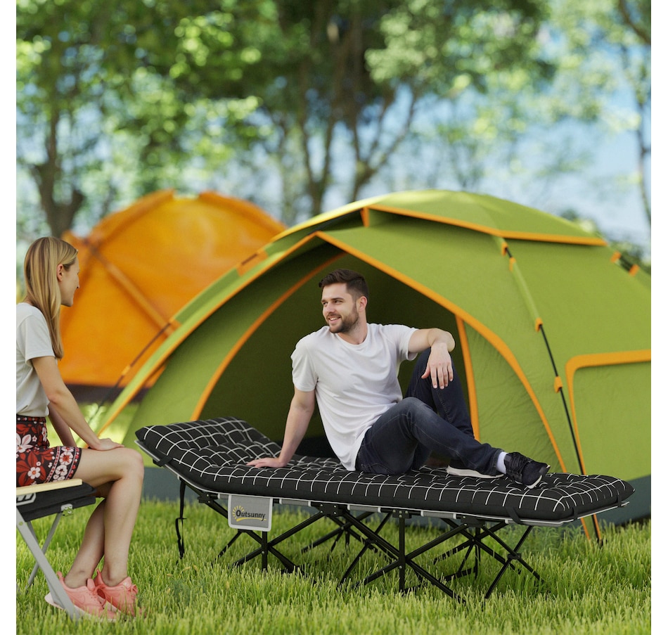 Image 968835_ALTMORE2.jpg, Product 968-835 / Price $94.99, Outsunny Camping Cot for Adults with Mattress, Folding Bed, Black from Outsunny on TSC.ca's Health & Fitness department