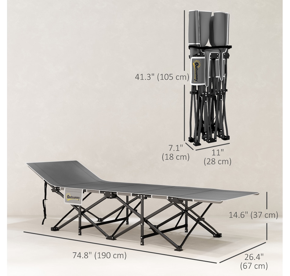 Image 968835_ALTMORE3.jpg, Product 968-835 / Price $94.99, Outsunny Camping Cot for Adults with Mattress, Folding Bed, Black from Outsunny on TSC.ca's Health & Fitness department