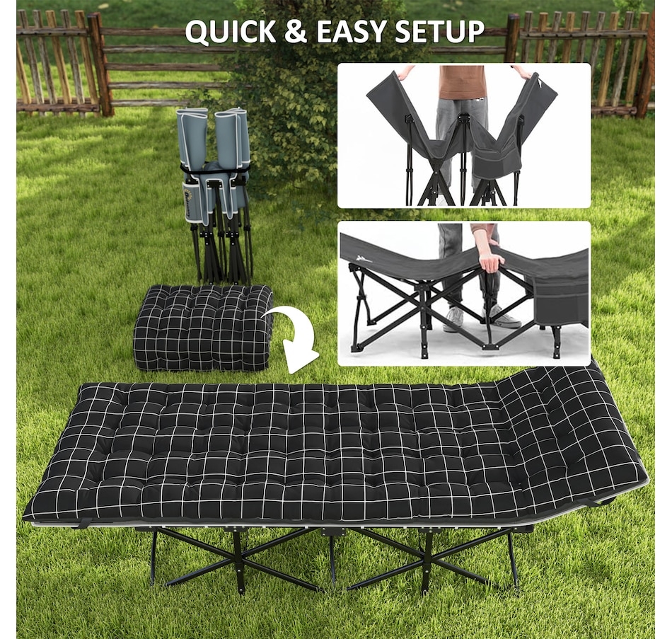 Image 968835_ALTMORE7.jpg, Product 968-835 / Price $94.99, Outsunny Camping Cot for Adults with Mattress, Folding Bed, Black from Outsunny on TSC.ca's Health & Fitness department