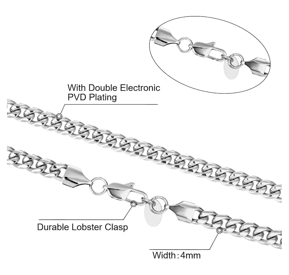 Image 969201_ALTMORE2.jpg, Product 969-201 / Price $230.78, 4mm Miami Cuban Link Chain in White Gold from Avera Group on TSC.ca's Jewellery department