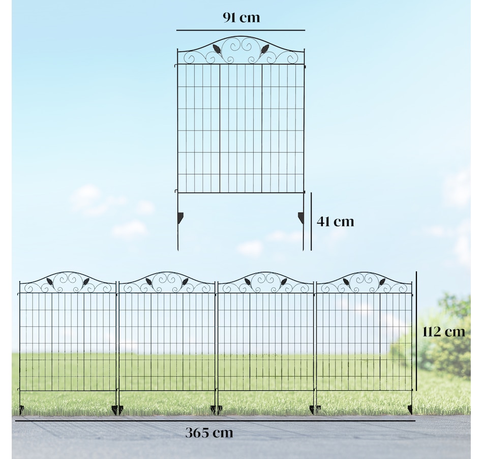 Image 969221_ALTMORE11.jpg, Product 969-221 / Price $109.99, Outsunny Garden Decorative Fence 4 Panels 44in x 12ft Steel Wire Border Edging for Landscaping from Outsunny on TSC.ca's department