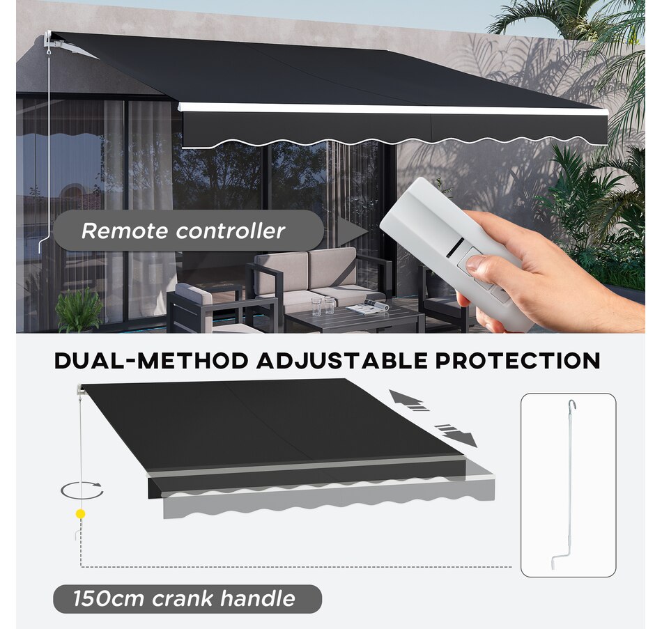 Image 969237_ALTMORE3.jpg, Product 969-237 / Price $329.99 - $419.99, Outsunny 12' x 10' Electric Awning from Outsunny on TSC.ca's Home & Garden department