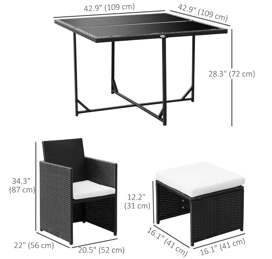 Image 969240_ALTMORE10.jpg, Product 969-240 / Price $539.99, Outsunny 9 Pieces Wicker Patio Dining Set from Outsunny on TSC.ca's Home & Garden department