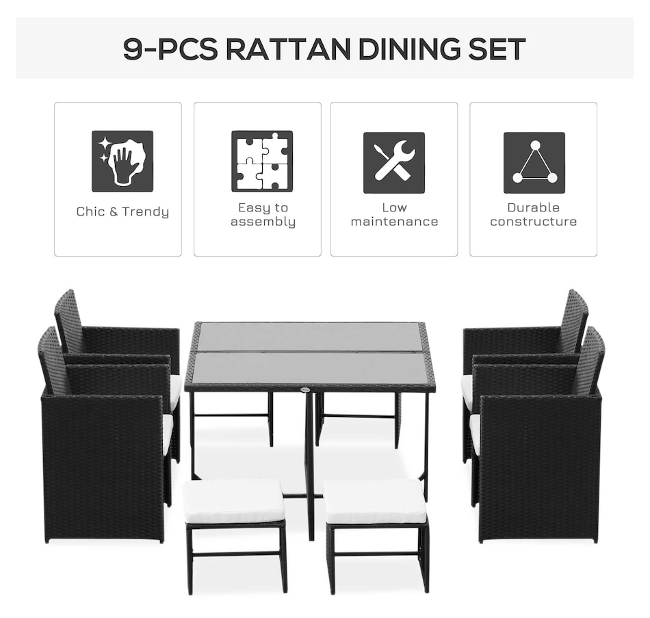 Image 969240_ALTMORE11.jpg, Product 969-240 / Price $539.99, Outsunny 9 Pieces Wicker Patio Dining Set from Outsunny on TSC.ca's Home & Garden department