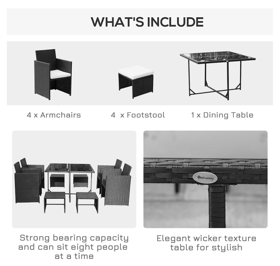 Image 969240_ALTMORE12.jpg, Product 969-240 / Price $539.99, Outsunny 9 Pieces Wicker Patio Dining Set from Outsunny on TSC.ca's Home & Garden department