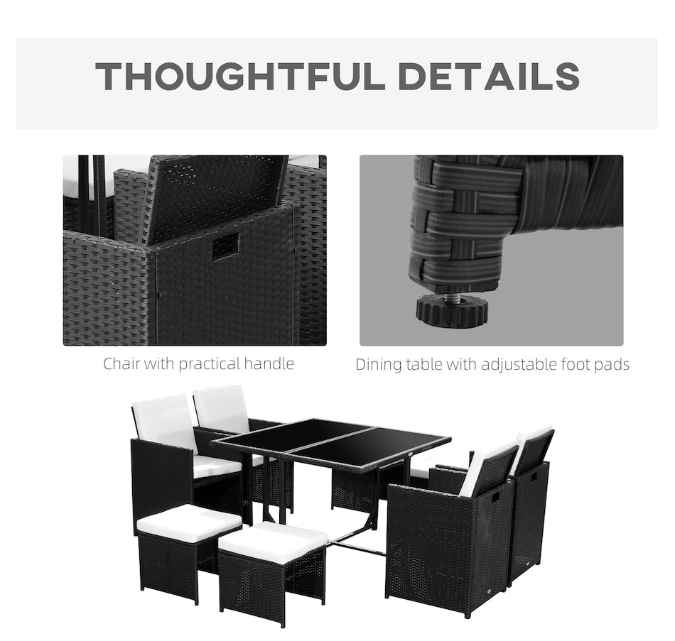 Image 969240_ALTMORE14.jpg, Product 969-240 / Price $539.99, Outsunny 9 Pieces Wicker Patio Dining Set from Outsunny on TSC.ca's Home & Garden department