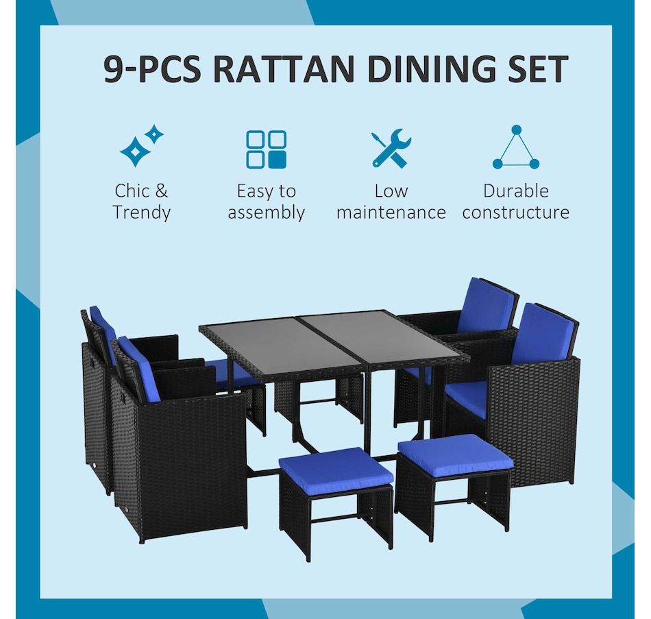 Image 969240_ALTMORE3.jpg, Product 969-240 / Price $539.99, Outsunny 9 Pieces Wicker Patio Dining Set from Outsunny on TSC.ca's Home & Garden department
