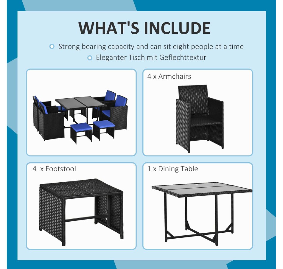 Image 969240_ALTMORE4.jpg, Product 969-240 / Price $539.99, Outsunny 9 Pieces Wicker Patio Dining Set from Outsunny on TSC.ca's Home & Garden department