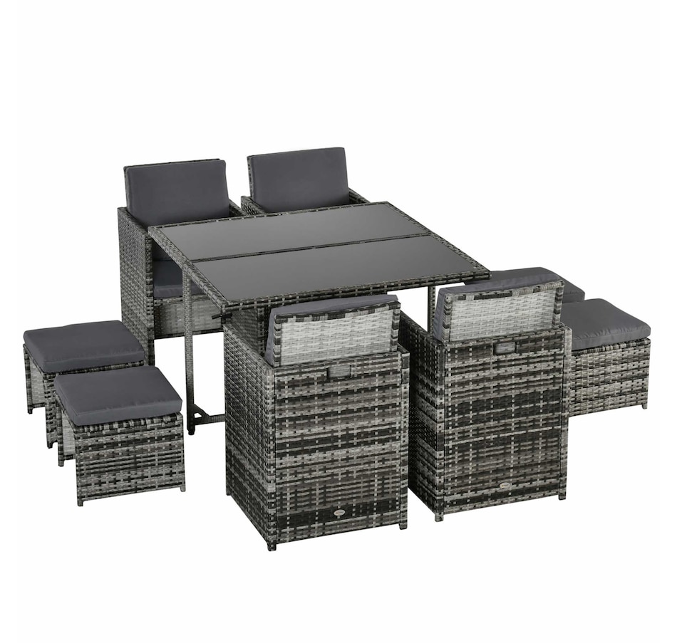 Image 969240_ST03.jpg, Product 969-240 / Price $539.99, Outsunny 9 Pieces Wicker Patio Dining Set from Outsunny on TSC.ca's Home & Garden department