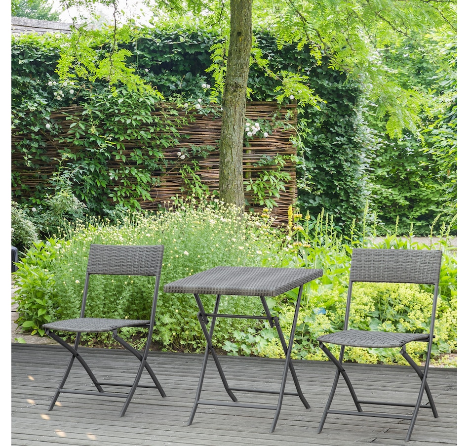 Image 969242_ALTMORE1.jpg, Product 969-242 / Price $139.99, Outsunny 3 Pcs Rattan Bistro Set, Folding Patio Furniture Set, Grey from Outsunny on TSC.ca's Home & Garden department