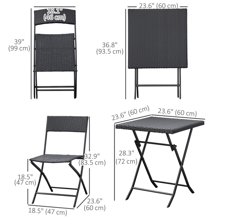 Image 969242_ALTMORE10.jpg, Product 969-242 / Price $139.99, Outsunny 3 Pcs Rattan Bistro Set, Folding Patio Furniture Set, Grey from Outsunny on TSC.ca's Home & Garden department