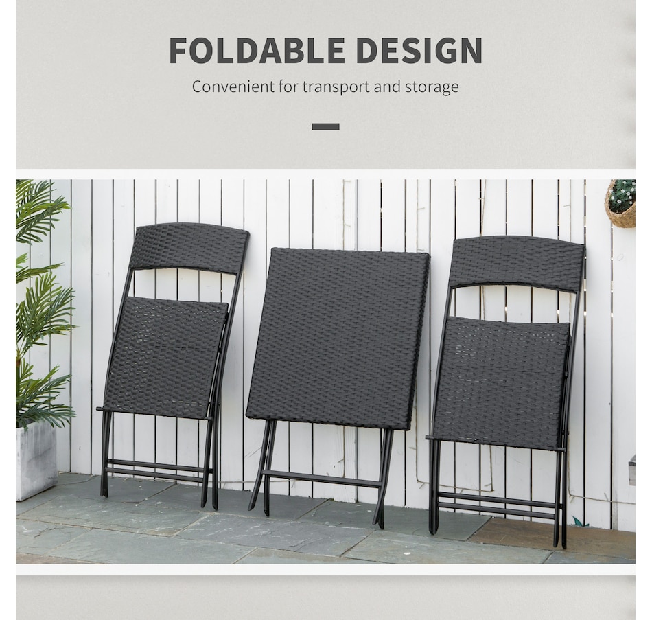 Image 969242_ALTMORE13.jpg, Product 969-242 / Price $139.99, Outsunny 3 Pcs Rattan Bistro Set, Folding Patio Furniture Set, Grey from Outsunny on TSC.ca's Home & Garden department