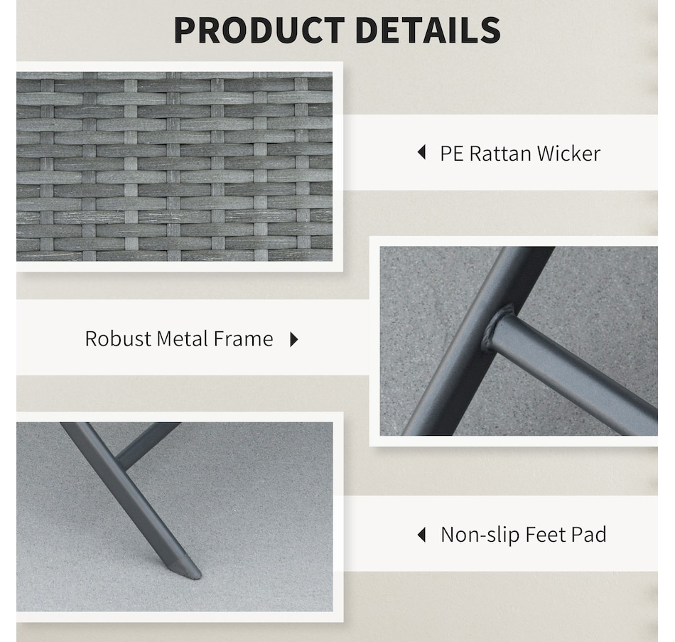 Image 969242_ALTMORE3.jpg, Product 969-242 / Price $139.99, Outsunny 3 Pcs Rattan Bistro Set, Folding Patio Furniture Set, Grey from Outsunny on TSC.ca's Home & Garden department