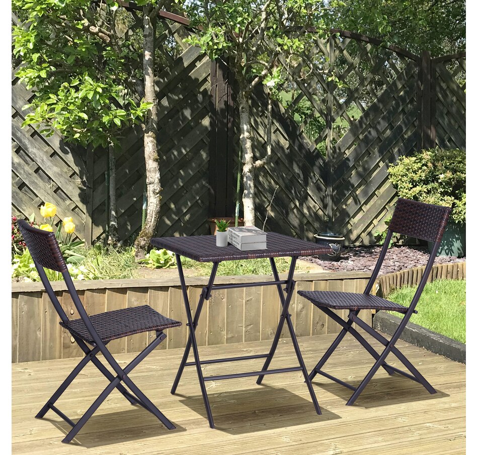 Image 969242_ALTMORE9.jpg, Product 969-242 / Price $139.99, Outsunny 3 Pcs Rattan Bistro Set, Folding Patio Furniture Set, Grey from Outsunny on TSC.ca's Home & Garden department