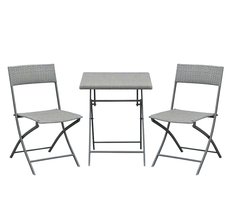 Image 969242_ST01.png, Product 969-242 / Price $139.99, Outsunny 3 Pcs Rattan Bistro Set, Folding Patio Furniture Set, Grey from Outsunny on TSC.ca's Home & Garden department