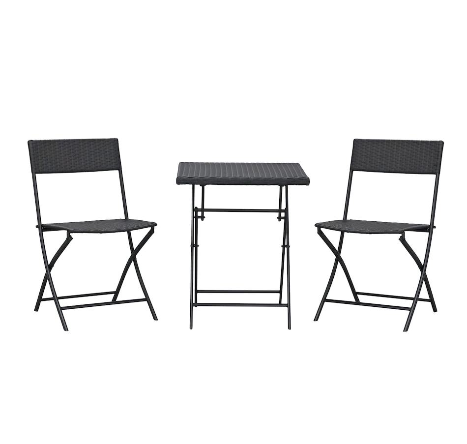 Image 969242_ST02.png, Product 969-242 / Price $139.99, Outsunny 3 Pcs Rattan Bistro Set, Folding Patio Furniture Set, Grey from Outsunny on TSC.ca's Home & Garden department