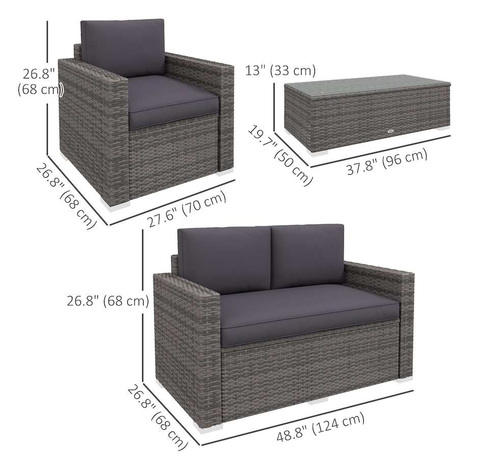 Image 969244_ALTMORE2.jpg, Product 969-244 / Price $479.99 - $519.99, Outsunny 4 Pieces Rattan Patio Furniture Set with Cushions for Porch Garden from Outsunny on TSC.ca's Home & Garden department