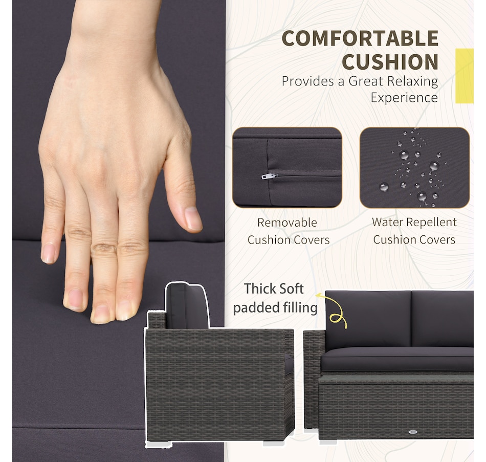 Image 969244_ALTMORE20.jpg, Product 969-244 / Price $479.99 - $519.99, Outsunny 4 Pieces Rattan Patio Furniture Set with Cushions for Porch Garden from Outsunny on TSC.ca's Home & Garden department