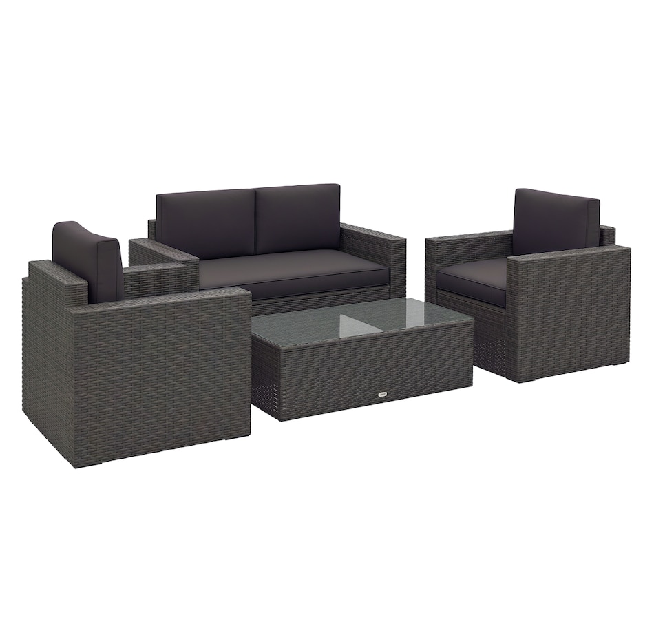 Image 969244_ST01.png, Product 969-244 / Price $479.99 - $519.99, Outsunny 4 Pieces Rattan Patio Furniture Set with Cushions for Porch Garden from Outsunny on TSC.ca's Home & Garden department