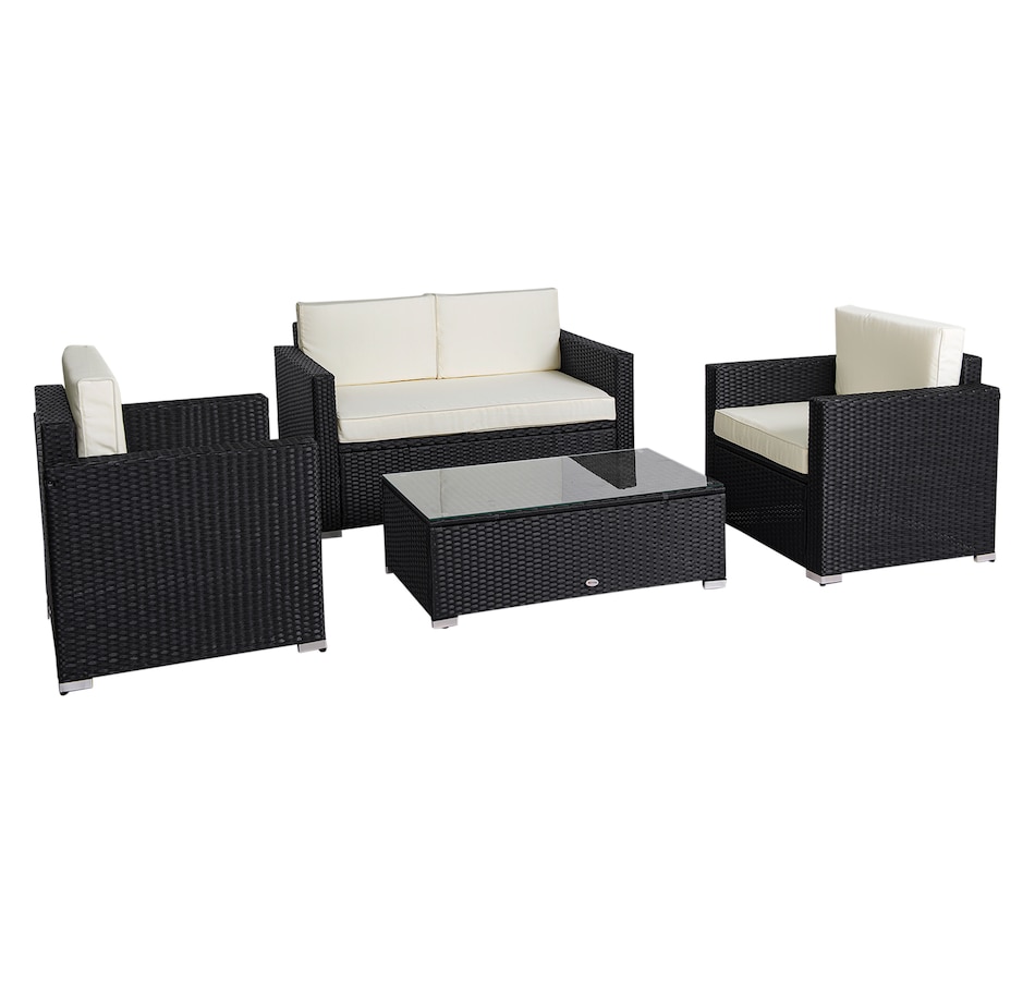 Image 969244_ST02.jpg, Product 969-244 / Price $479.99 - $519.99, Outsunny 4 Pieces Rattan Patio Furniture Set with Cushions for Porch Garden from Outsunny on TSC.ca's Home & Garden department
