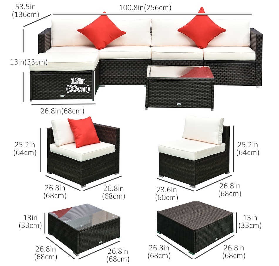 Image 969250_ALTMORE10.jpg, Product 969-250 / Price $689.99, Outsunny Patio Wicker Sofa Furniture Set with Cushions Mixed 6 Pieces grey from Outsunny on TSC.ca's Home & Garden department