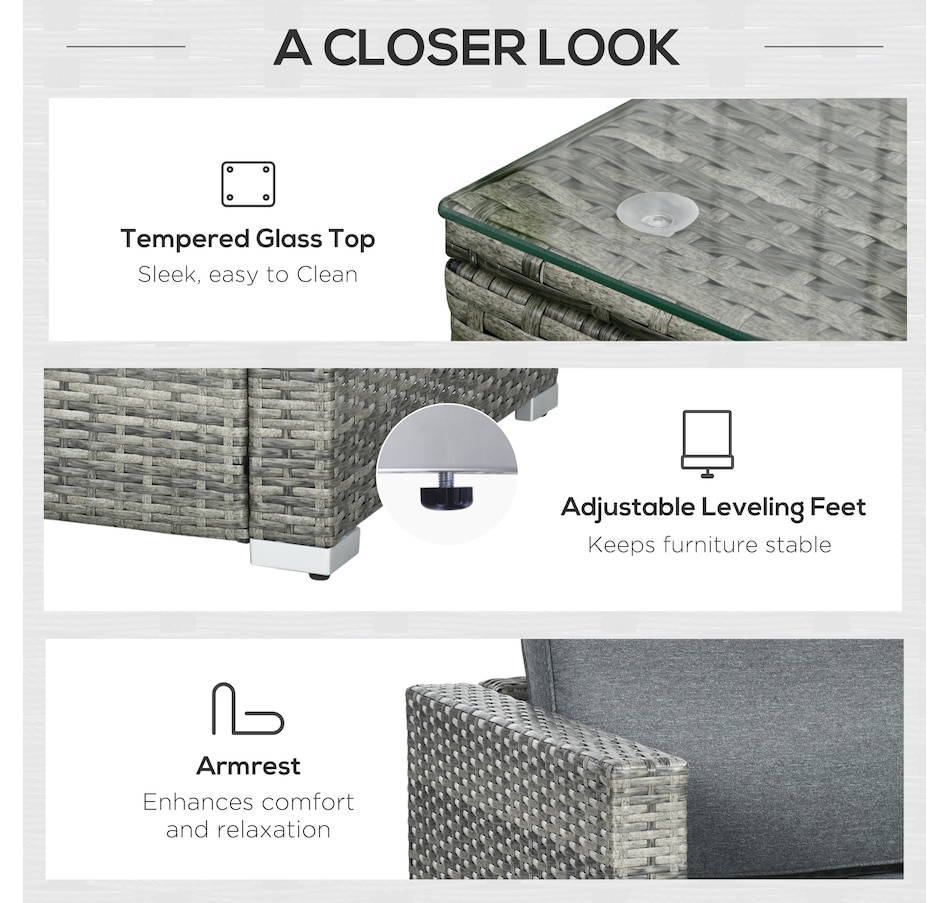 Image 969250_ALTMORE28.jpg, Product 969-250 / Price $689.99, Outsunny Patio Wicker Sofa Furniture Set with Cushions Mixed 6 Pieces grey from Outsunny on TSC.ca's Home & Garden department