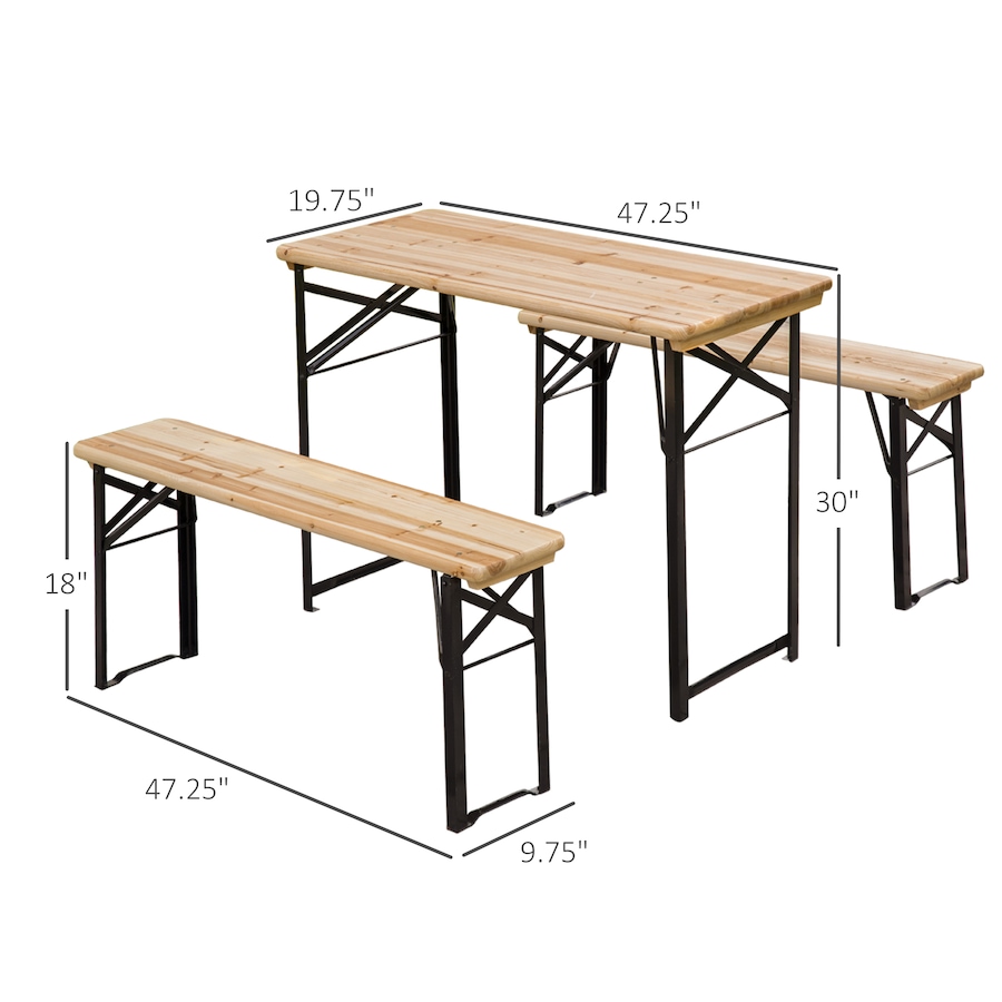 Image 969262_ALTMORE10.jpg, Product 969-262 / Price $139.99, Outsunny 3 Pieces Folding Picnic Table Set from Outsunny on TSC.ca's Home & Garden department