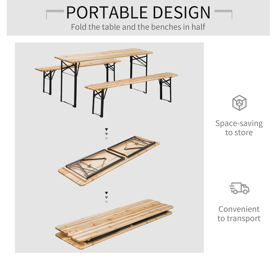 Image 969262_ALTMORE5.jpg, Product 969-262 / Price $134.99 - $174.99, Outsunny 3 Pieces Folding Picnic Table Set from Outsunny on TSC.ca's Home & Garden department