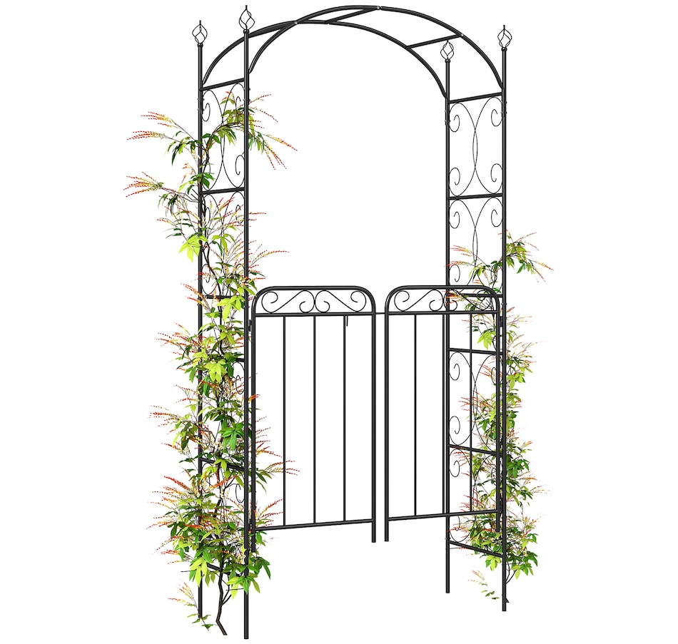 Image 969271.jpg, Product 969-271 / Price $104.99, Outsunny Metal Garden Arbor Arch with Scrollwork Doors from Outsunny on TSC.ca's Home & Garden department