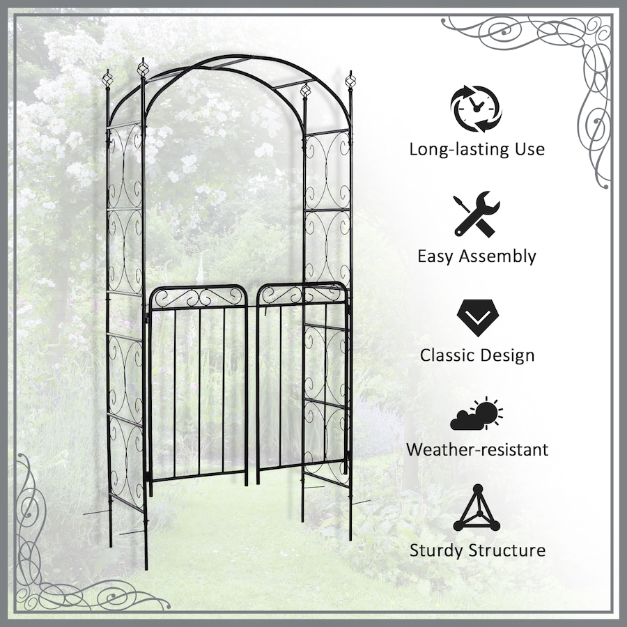 Image 969271_ALTMORE10.jpg, Product 969-271 / Price $126.99, Outsunny Metal Garden Arbor Arch with Scrollwork Doors from Outsunny on TSC.ca's Home & Garden department