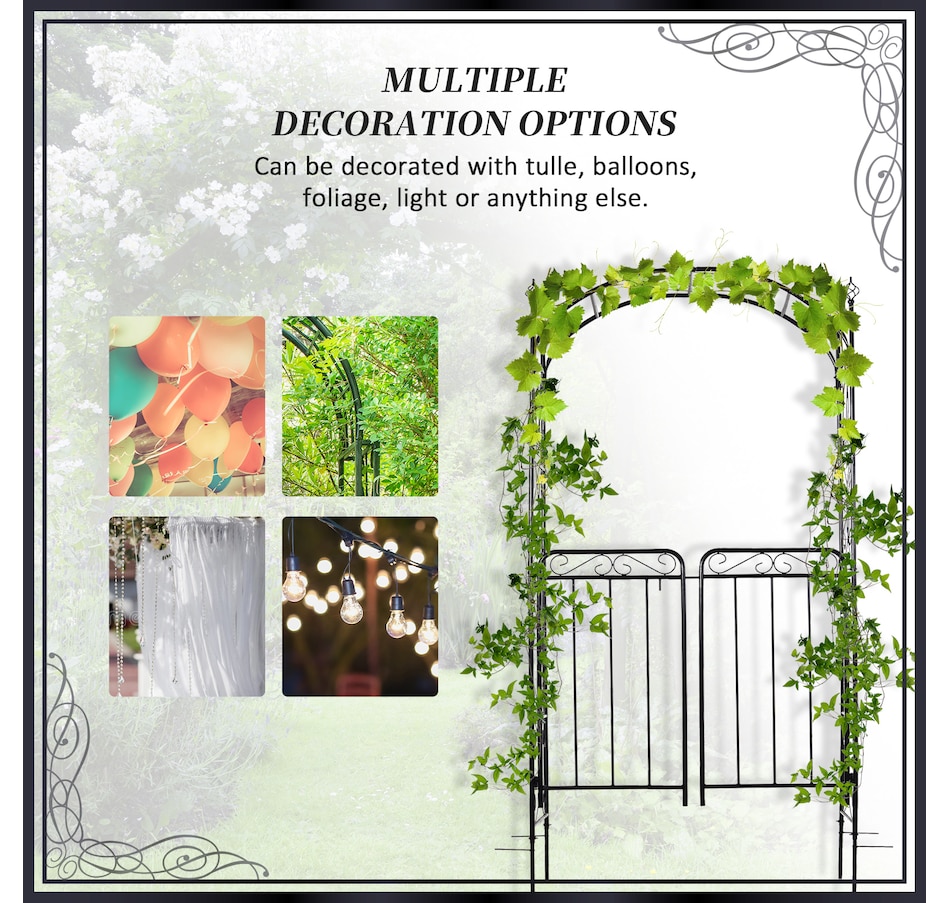 Image 969271_ALTMORE11.jpg, Product 969-271 / Price $104.99, Outsunny Metal Garden Arbor Arch with Scrollwork Doors from Outsunny on TSC.ca's Home & Garden department