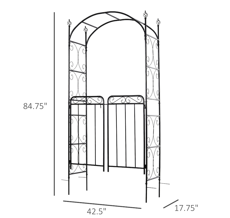 Image 969271_ALTMORE2.jpg, Product 969-271 / Price $104.99, Outsunny Metal Garden Arbor Arch with Scrollwork Doors from Outsunny on TSC.ca's Home & Garden department
