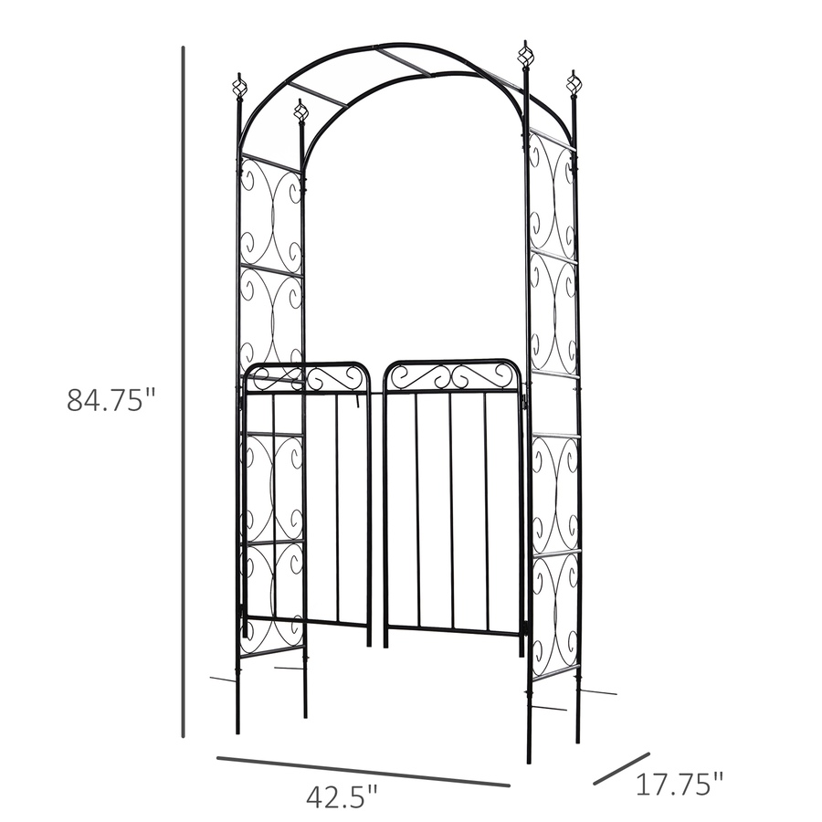 Image 969271_ALTMORE2.jpg, Product 969-271 / Price $126.99, Outsunny Metal Garden Arbor Arch with Scrollwork Doors from Outsunny on TSC.ca's Home & Garden department
