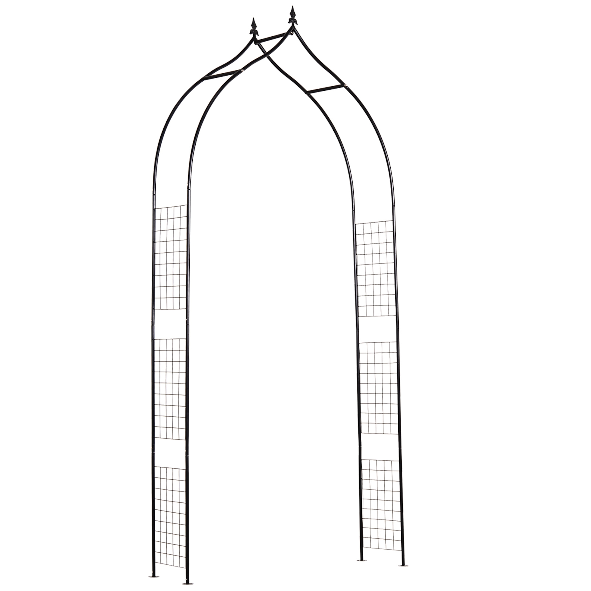 Outsunny 8FT Garden Arch Metal Arbor Trellis for Climbing Plants, Black ...