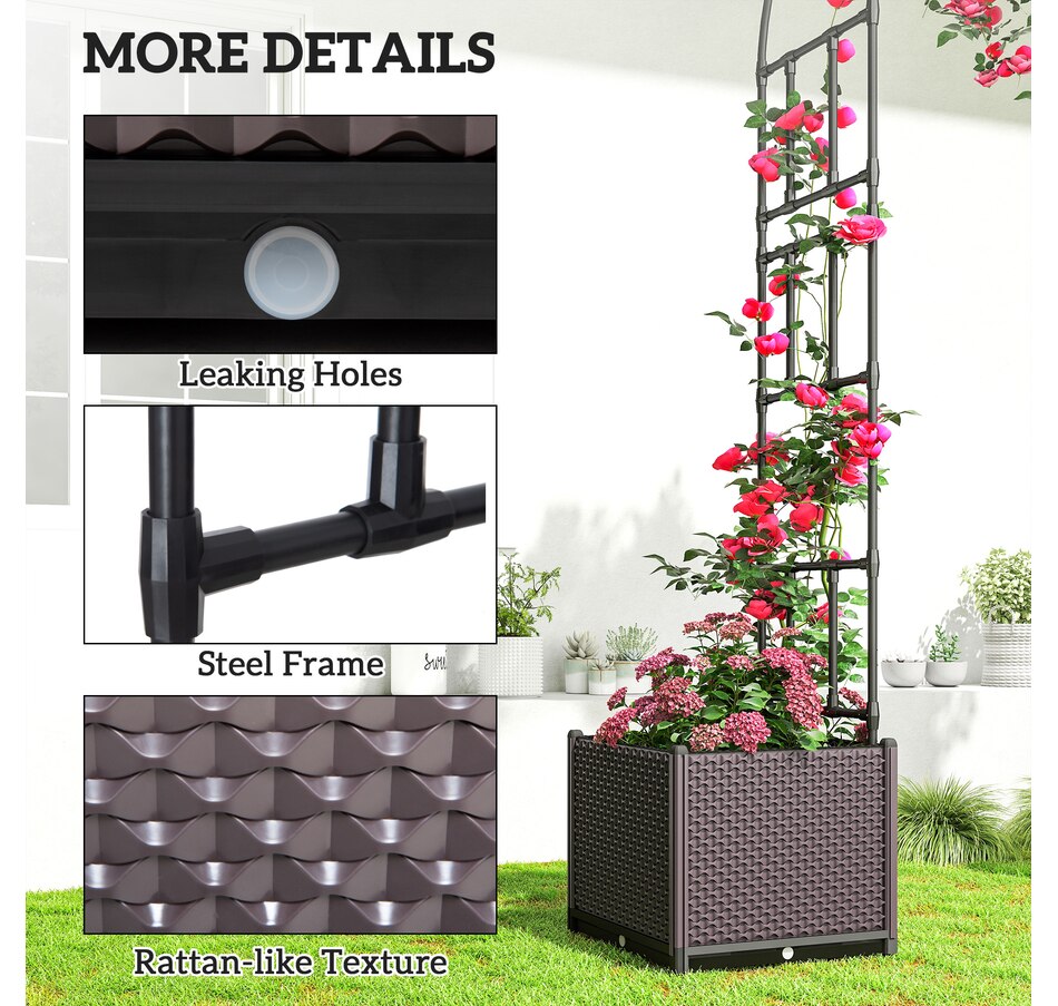 Outsunny 8ft Garden Arch with Two Planters Outdoor Steel Trellis Arbor ...