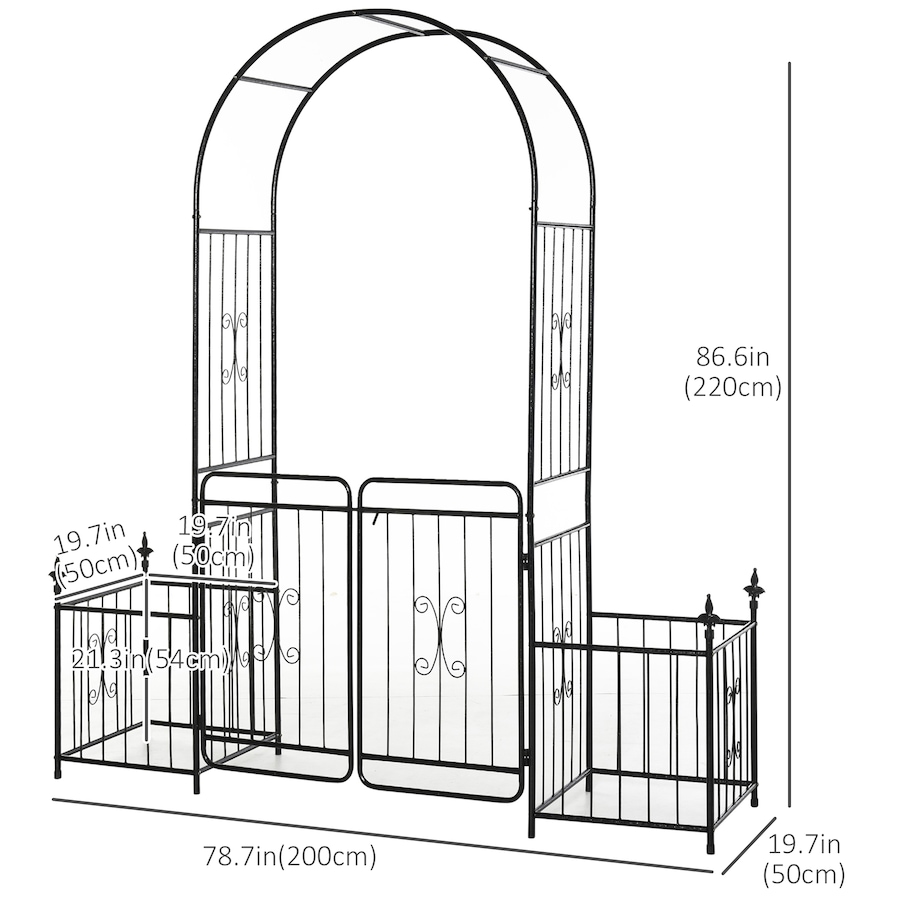 Image 969299_ALTMORE2.jpg, Product 969-299 / Price $157.99, Outsunny Metal Garden Arbor Arch with Double Doors, Black from Outsunny on TSC.ca's Home & Garden department