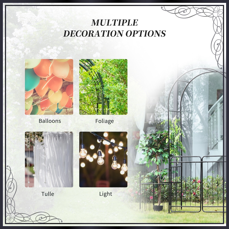 Image 969299_ALTMORE3.jpg, Product 969-299 / Price $157.99, Outsunny Metal Garden Arbor Arch with Double Doors, Black from Outsunny on TSC.ca's Home & Garden department
