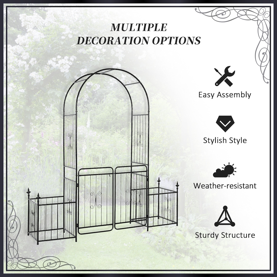 Image 969299_ALTMORE4.jpg, Product 969-299 / Price $157.99, Outsunny Metal Garden Arbor Arch with Double Doors, Black from Outsunny on TSC.ca's Home & Garden department