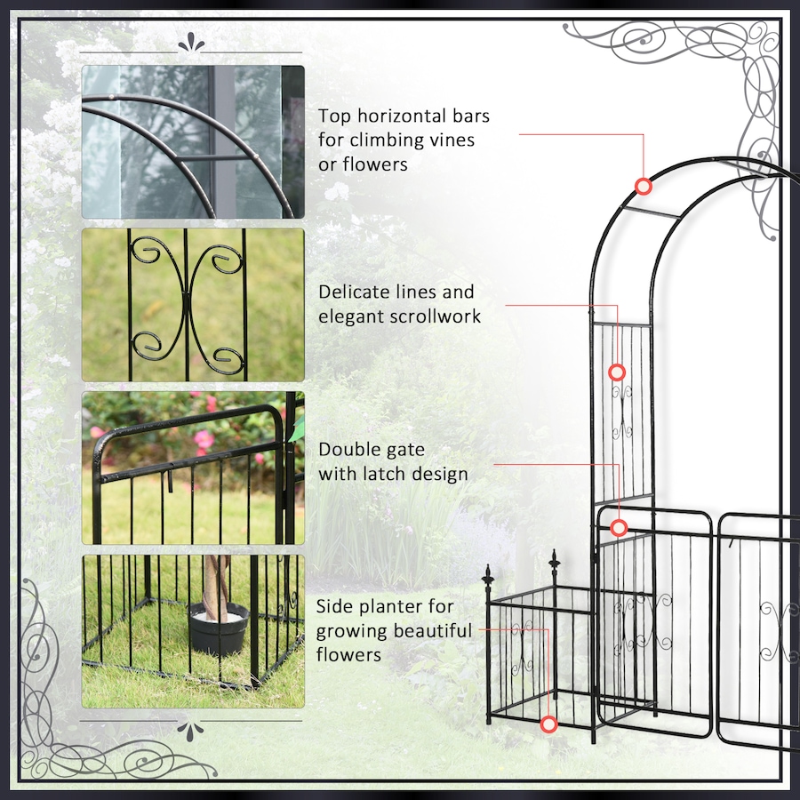 Image 969299_ALTMORE5.jpg, Product 969-299 / Price $157.99, Outsunny Metal Garden Arbor Arch with Double Doors, Black from Outsunny on TSC.ca's Home & Garden department