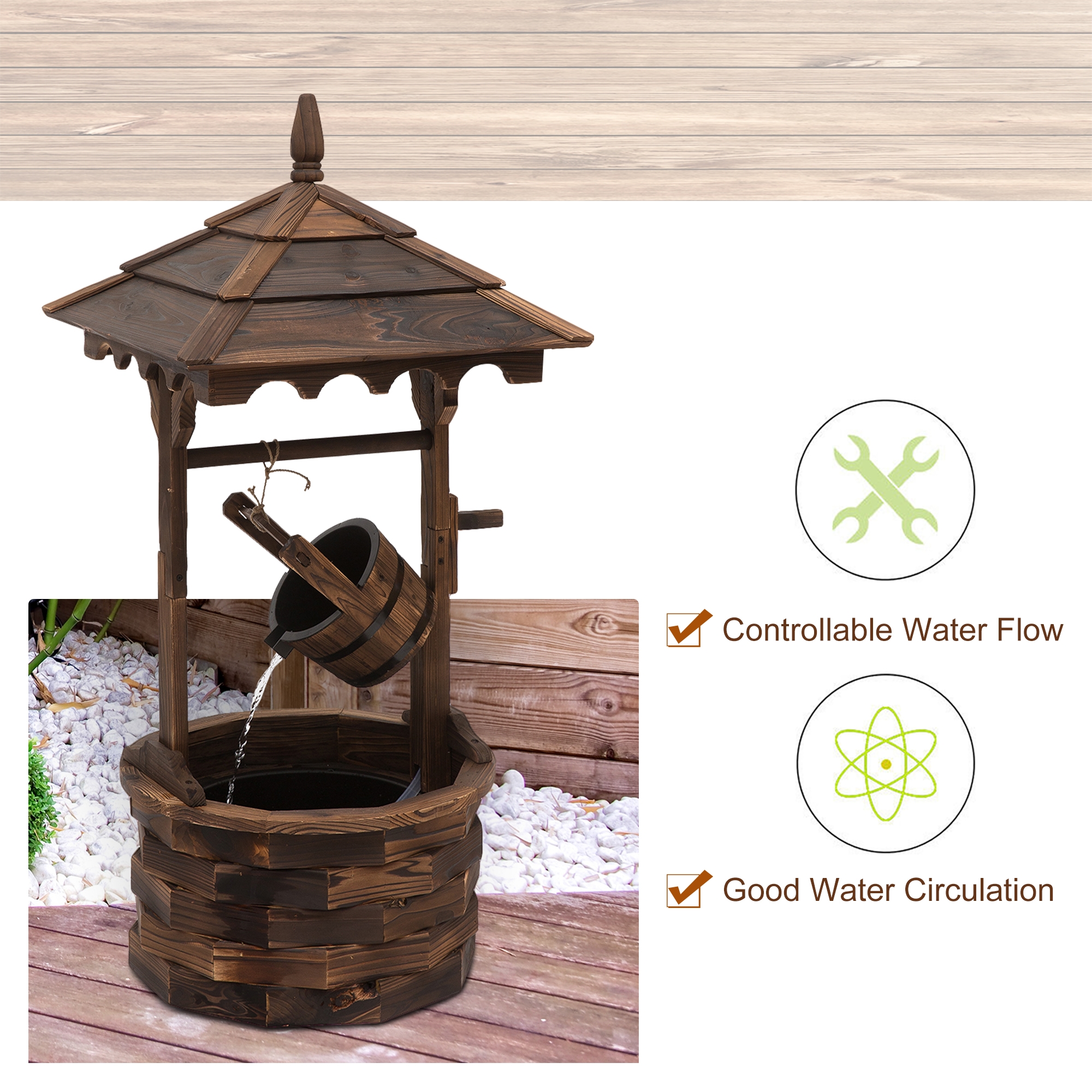 Outsunny Outdoor Wooden Wishing Well Fountain - TSC.ca