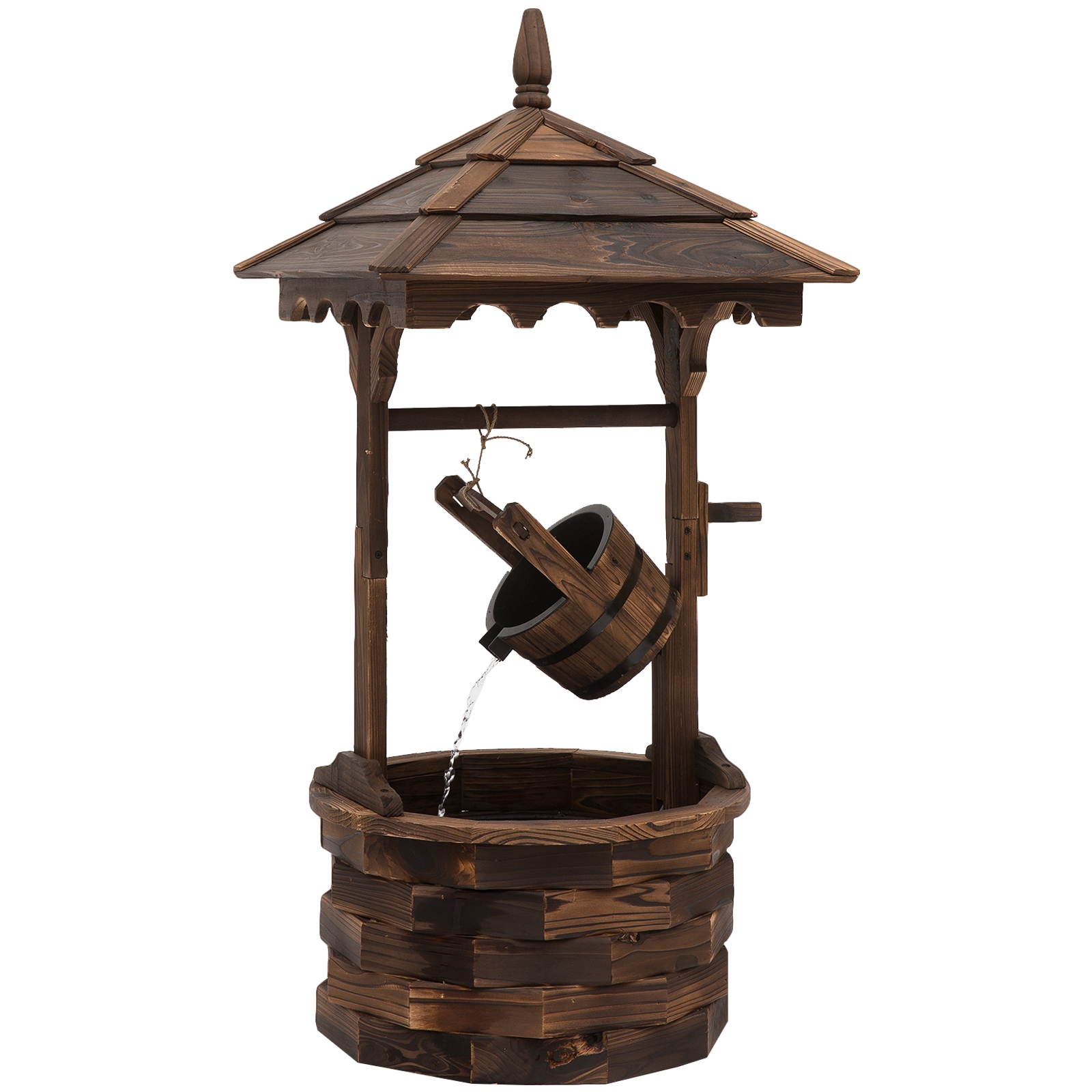 【R&B】 Shanica - Wishing Well Outsunny Outdoor Wooden Wishing Well Fountain - TSC.ca
