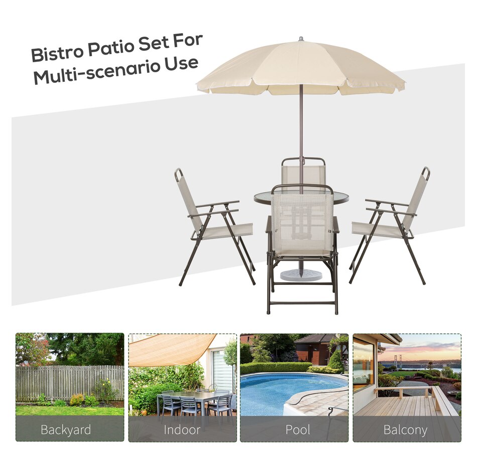 Image 969328_ALTMORE14.jpg, Product 969-328 / Price $239.99 - $259.99, Outsunny 6 Pieces Patio Dining Set with Umbrella from Outsunny on TSC.ca's Home & Garden department